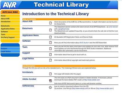 Webseite der AVR Technical Library