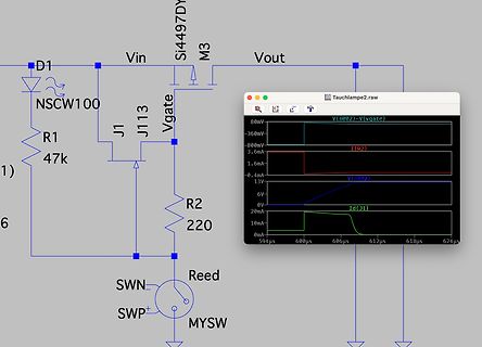 Schaltplan mit Simulationsergebnissen