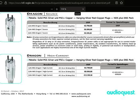 Datenblatt AudioQuest Dragon Stromkabel