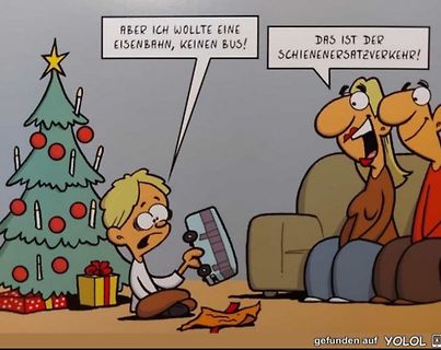 Comic über enttäuschte Weihnachtsgeschenke Schienenersatzverkehr