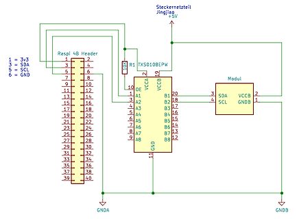 Schaltplan Raspberry Pi 4B Header und Modul
