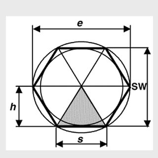 Geometrische Zeichnung eines Sechskants in einem Kreis