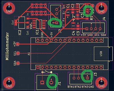PCB-Layout eines Milliohmmeters