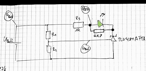 Handgezeichneter Schaltplan mit LED und TL431