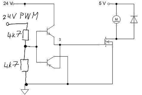 Schaltplan einer Transistor-Treiberstufe für PWM-Motorsteuerung