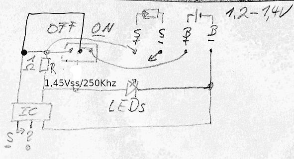 Handgezeichneter Schaltplan mit LEDs und IC