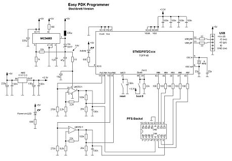 Schaltplan eines Easy PDK Programmers