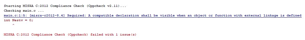 MISRA C:2012 Compliance Check Fehlermeldung
