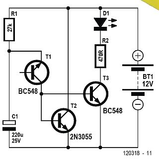Schaltplan mit Transistoren und LED