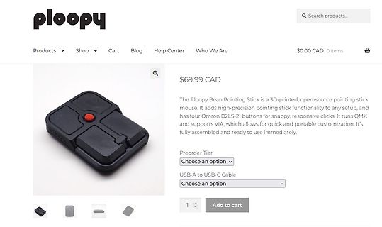 Webshop-Produktseite Ploopy Bean Pointing Stick