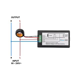 Strommessgerät mit Stromwandler und Anschlussdiagramm