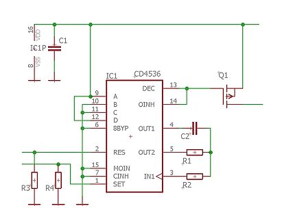 Schaltplan mit IC CD4536 und MOSFET