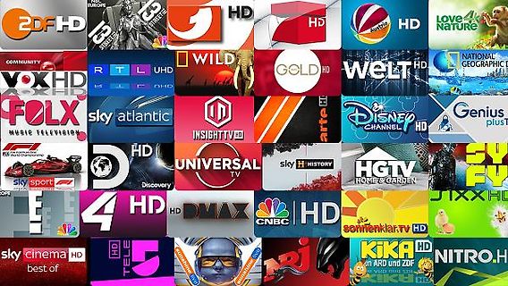Collage verschiedener Fernsehsender Logos