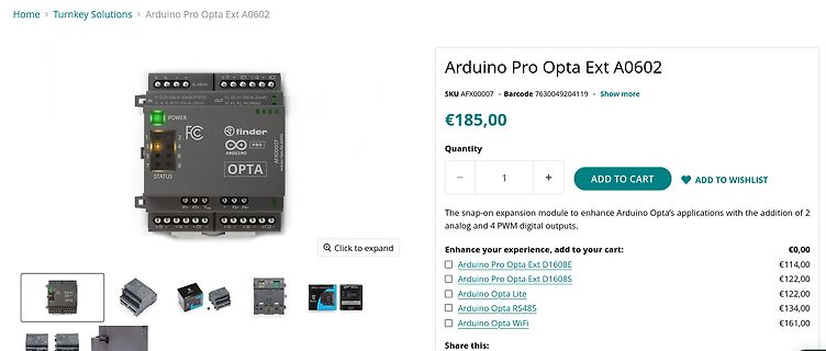 Arduino Pro Opta Ext A0602 Produktseite