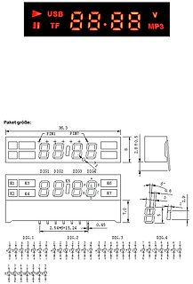 Technische Zeichnung einer 4-stelligen 7-Segment-Anzeige