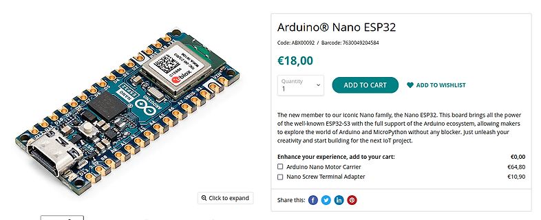 Arduino Nano ESP32 Produktseite