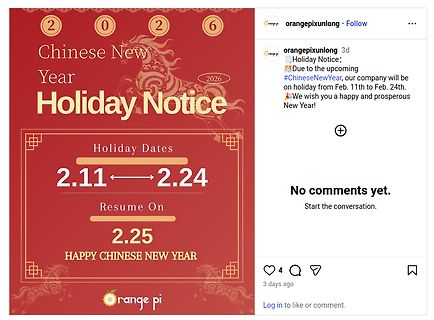 Social Media Post Holiday Notice Orange Pi