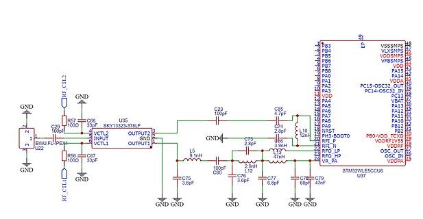 Schaltplan eines HF-Teils mit STM32WLE5CCU6