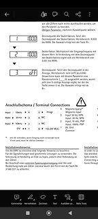 Screenshot eines Handydisplays mit Bedienungsanleitung und Anschlussplan