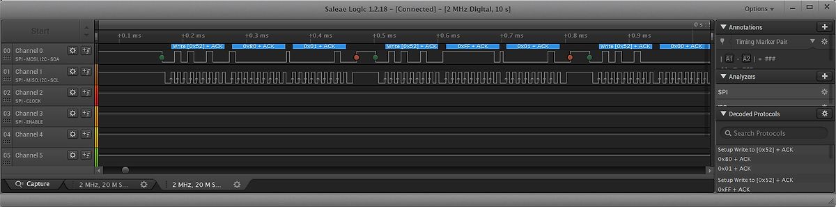 Saleae Logic Logikanalysator Screenshot SPI Protokoll