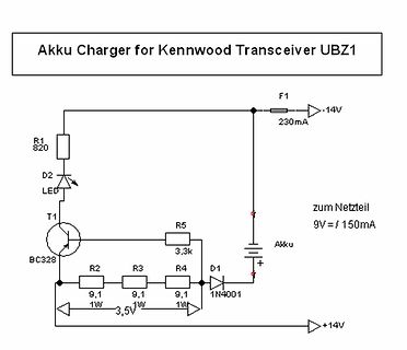 Schaltplan eines Akku-Ladegeräts für Kennwood UBZ1