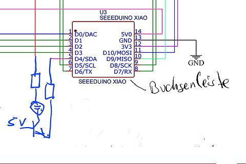 Schaltplan eines Seeeduino Xiao Mikrocontrollers