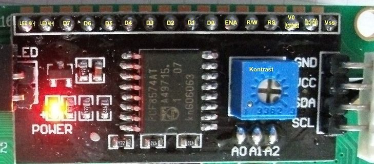 I2C LCD Adapter Modul mit PCF8574AT