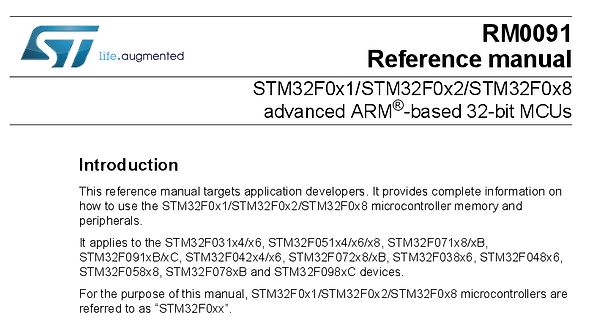 Titelseite eines STM32 Referenzhandbuchs