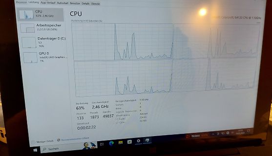 Foto eines Computerbildschirms mit Task-Manager