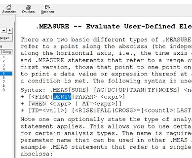Textausschnitt zur .MEAS Syntax