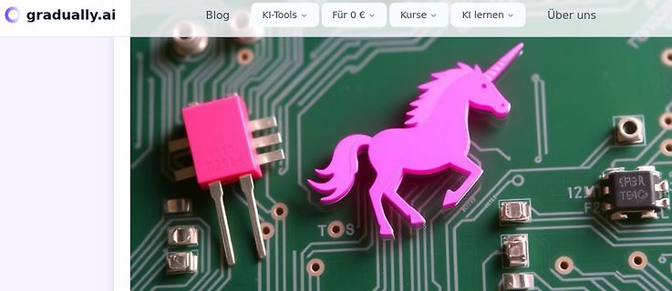 Leiterplatte mit pinkem Einhorn-Aufkleber und Bauteilen