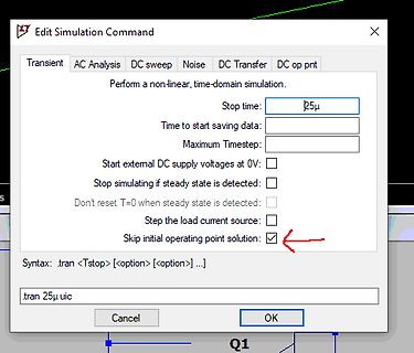 Dialogfenster einer Schaltungssimulations-Software