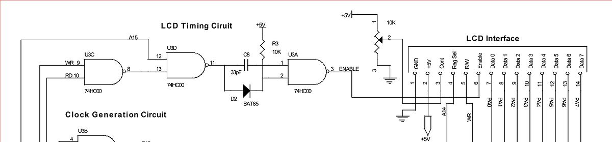 Schaltplan LCD Timing Circuit und LCD Interface