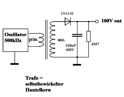 Schaltplan eines Hochspannungsschaltkreises