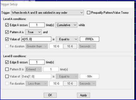 Trigger Setup Software Fenster