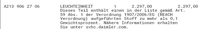 Textausschnitt einer Rechnung oder eines Datenblatts