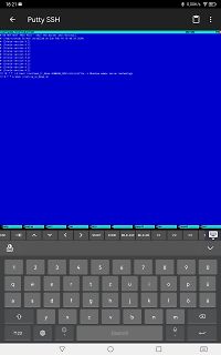 Screenshot einer SSH-Terminal-Anwendung auf einem Smartphone