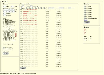 Benutzeroberfläche einer Steuerungssoftware für Dimmer