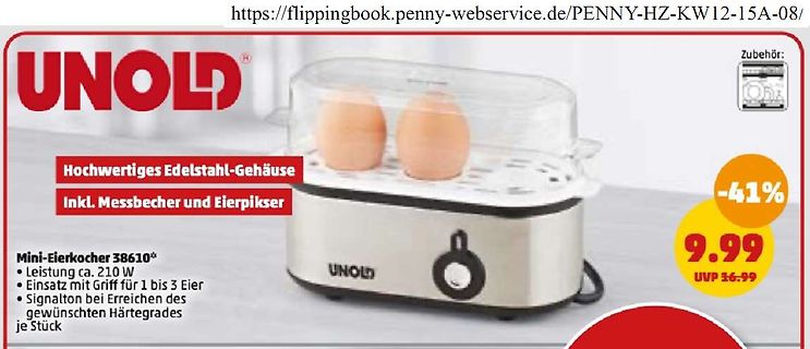 Werbung für einen UNOLD Mini-Eierkocher