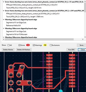 Fehlermeldungen in einer PCB-Layout-Software