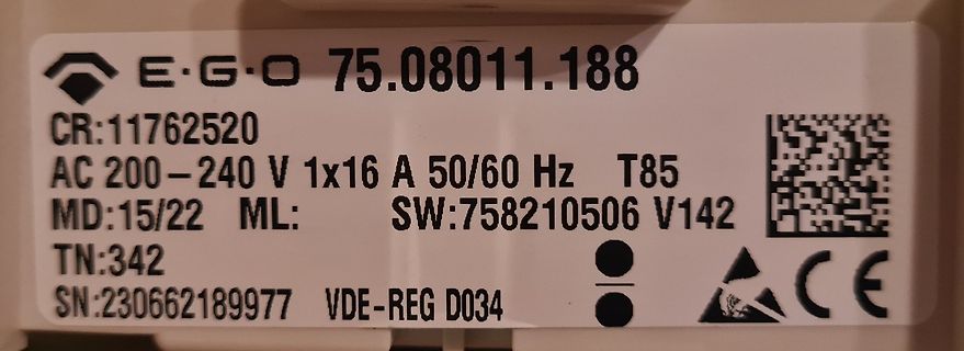 Typenschild eines Elektrogeräts