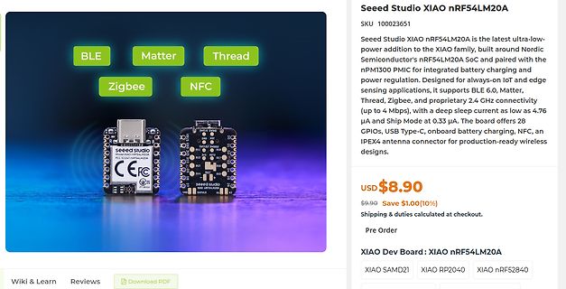 Produktseite Seeding Studio XIAO nRF54LM20A