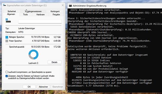 Windows Eigenschaften von Laufwerk C