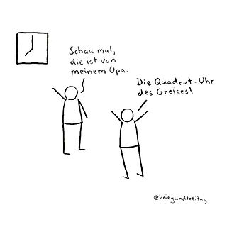 Comic über eine quadratische Uhr