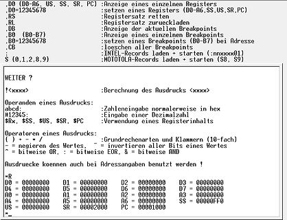 Dokumentation von Assembler-Befehlen und Registerinhalten