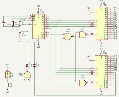 Schaltplan mit Mikrocontroller und Logikgattern
