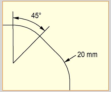 Technische Zeichnung eines Radius mit Winkelangabe