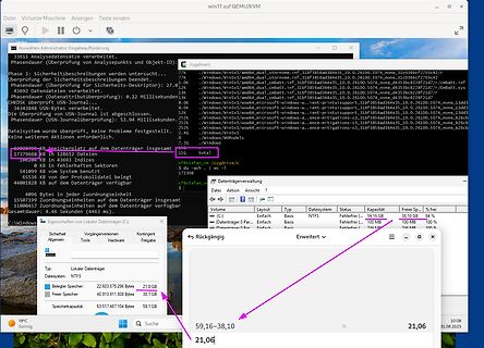 Windows Dateimanager Fenster mit Speicherplatzinformationen