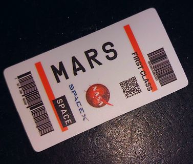 Fiktives Mars-Boardingpass mit NASA und SpaceX Logos