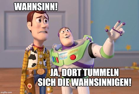 Meme mit Woody und Buzz Lightyear